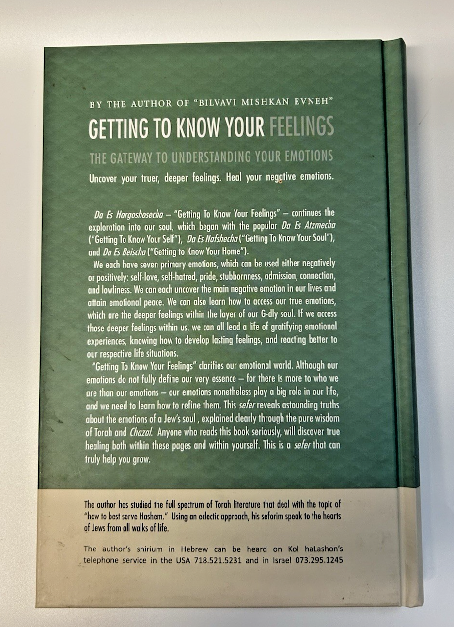 Getting To Know Your Feelings by Rabbi Itamar Schwartz , Bilvavi Books, Sefer1
